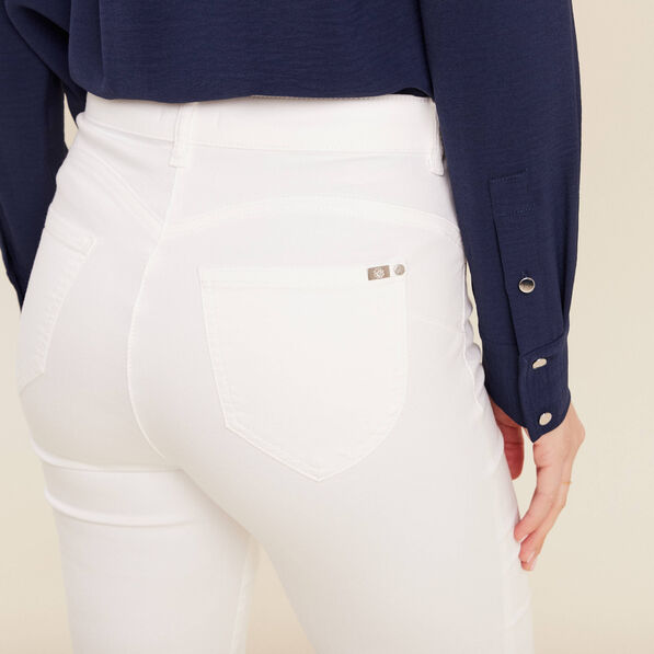 Pantalon droit taille haute 7/8ème blanc femme