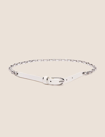 Ceinture fine détail chaîne ecru femme