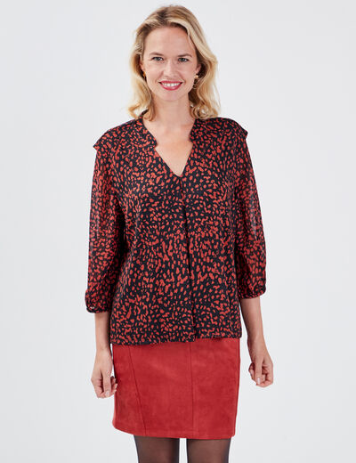 T-shirt manches 3/4 noir femme