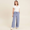 Pantalon large taille haute bleu ciel femme