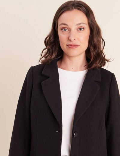 Manteau ajust&eacute; capuche amovible noir femme