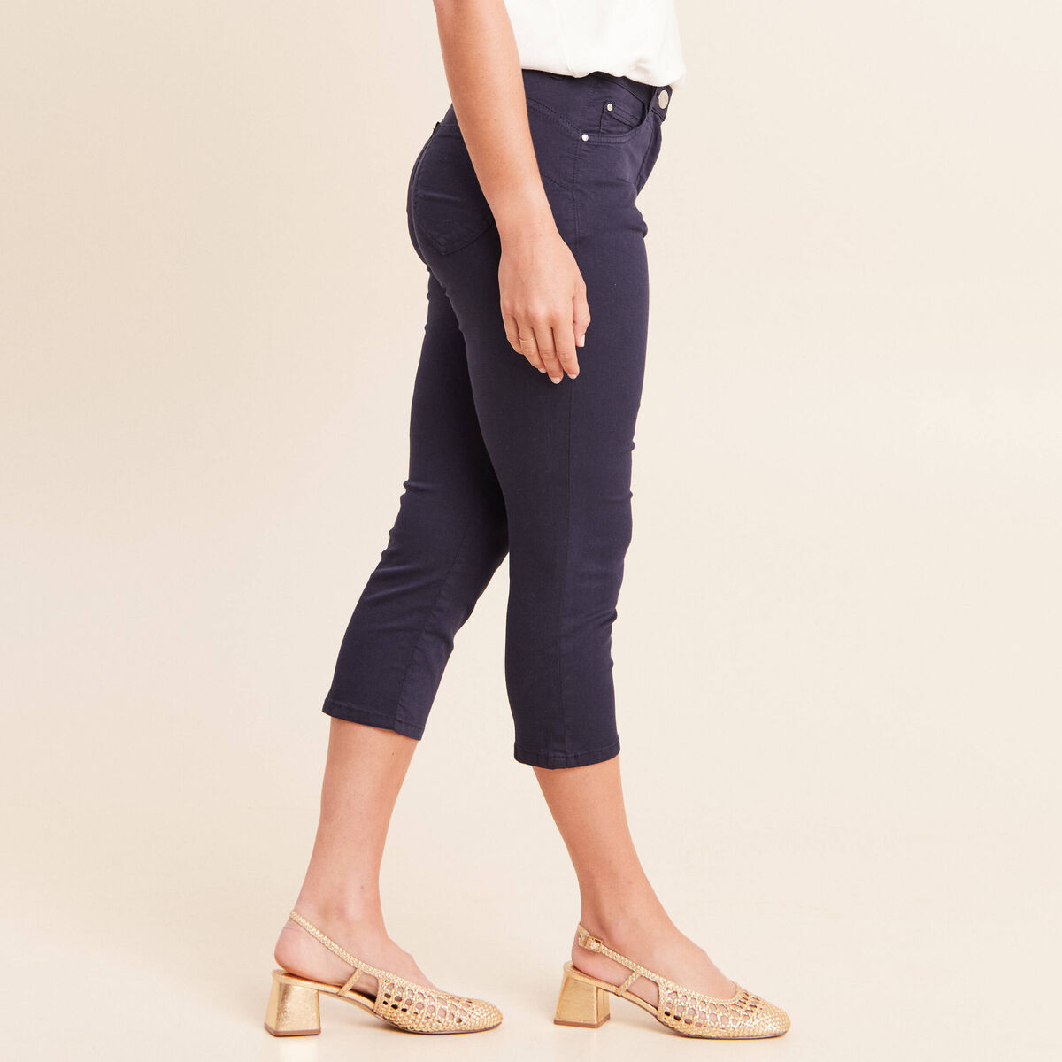 Pantacourt magique Le L&eacute;ger coupe droite bleu marine femme