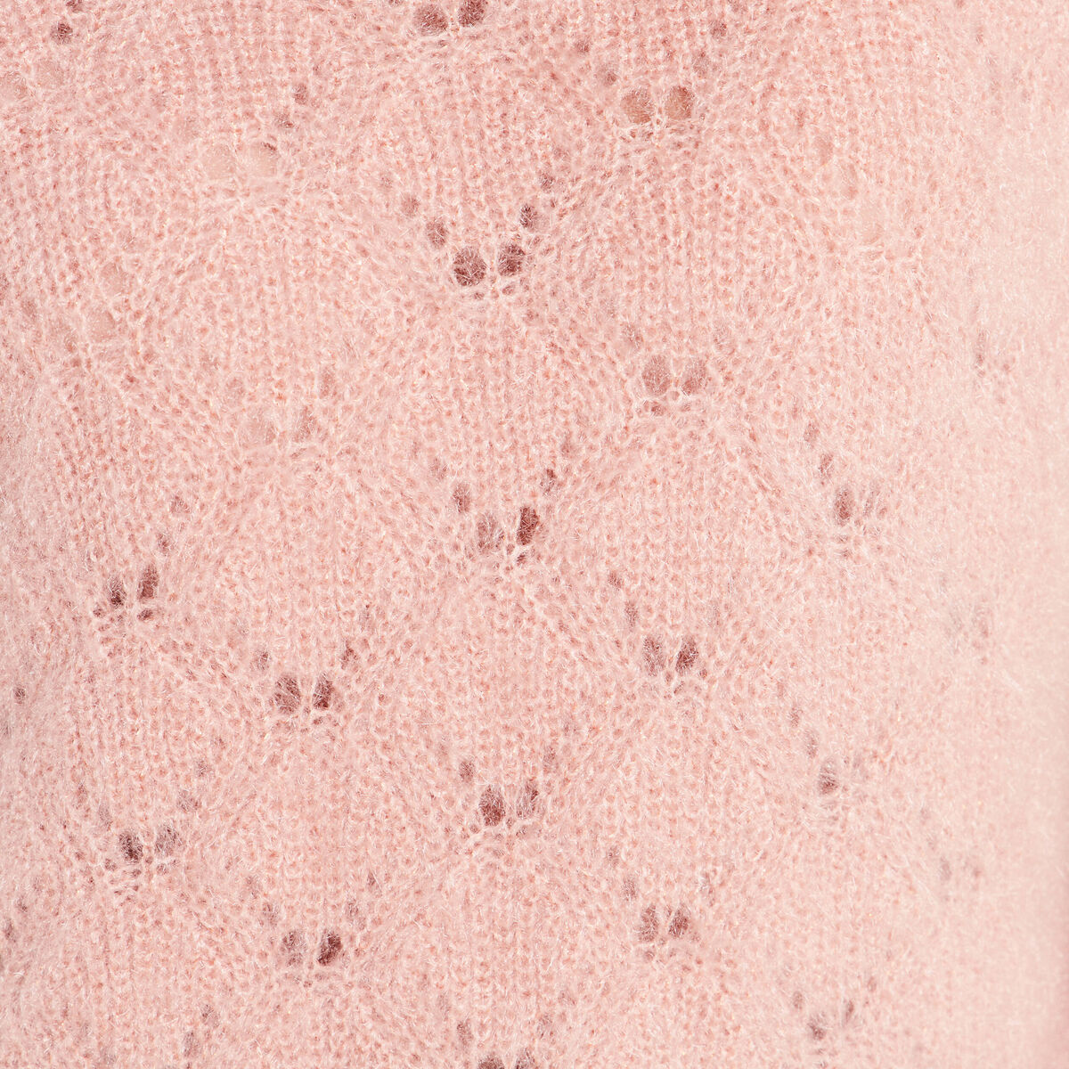 Pull ajour&eacute; col rond vieux rose femme