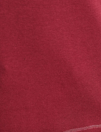 T-shirt ajust&eacute; col rond manches coudes bordeaux femme