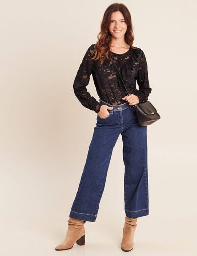 Blouse en dentelle noir femme