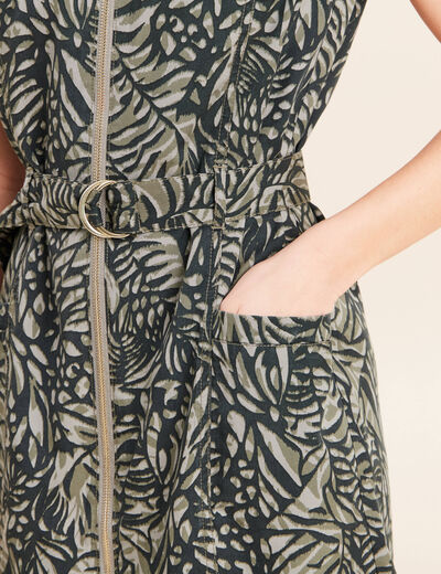 Robe droite zipp&eacute;e vert femme
