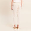 Pantalon coupe chino en lin ceintur&eacute; beige femme