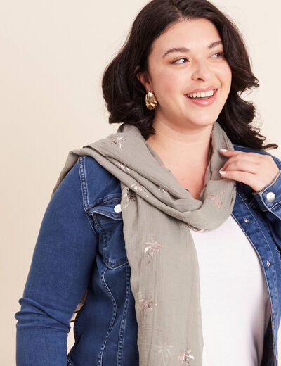 Foulard effet froiss&eacute; vert clair femme