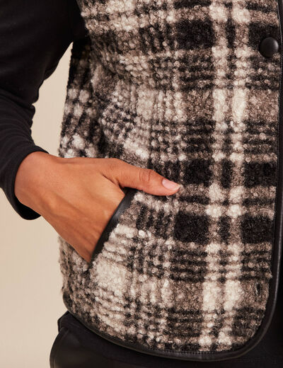 Gilet sans manches en bouclette noir femme