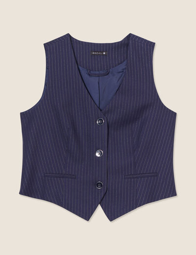 Gilet barman sans manches bleu fonc&eacute; femme