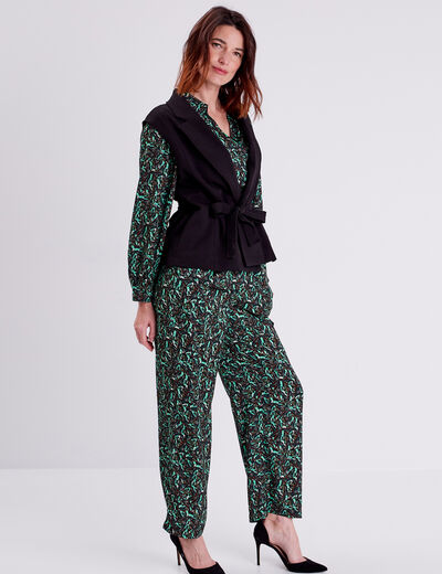 Pantalon flou vert pastel femme