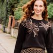 Sweat manches longues sequins noir femme