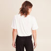 T-shirt bi-mati&egrave;re manches courtes ecru femme