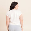 T-shirt col V manches courtes ecru femme