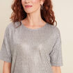 T-shirt manches courtes couleur argent femme