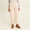 Pantalon barrel 7/8&egrave;me en velours sable femme