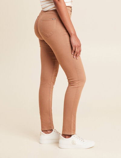 Pantalon léger taille haute long marron femme