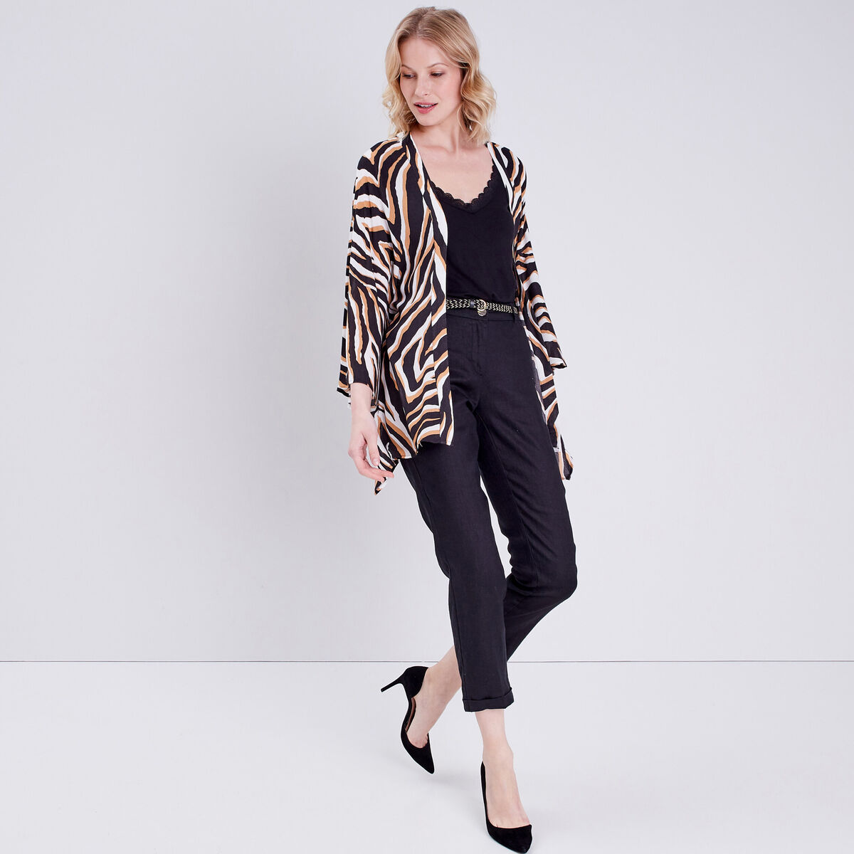 Kimono manches longues noir femme