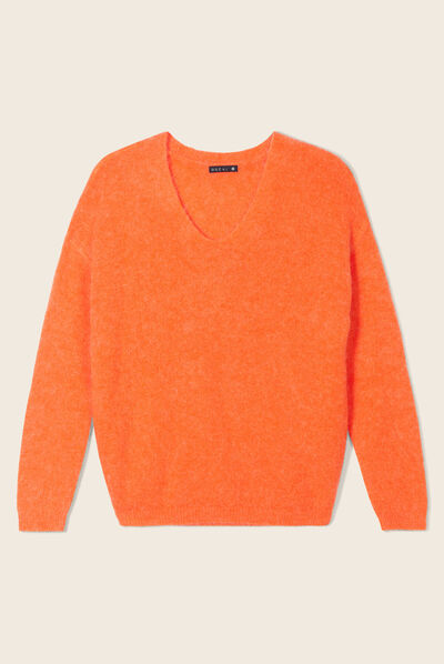 Pull manches longues orange femme