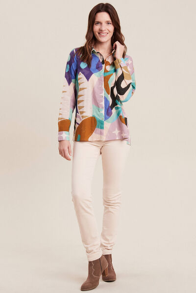 Chemise manches longues multicolore femme