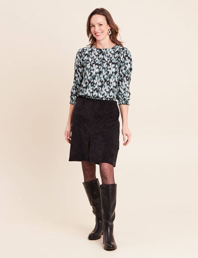 Jupe en velours longueur genoux noir femme