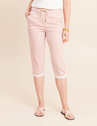 Pantacourt coupe mom large rose femme