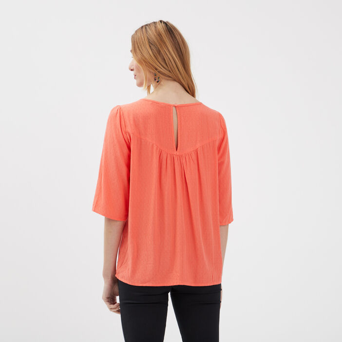 Blouse manches 3/4 orange clair femme