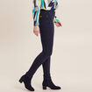 Pantalon léger taille haute long bleu marine femme