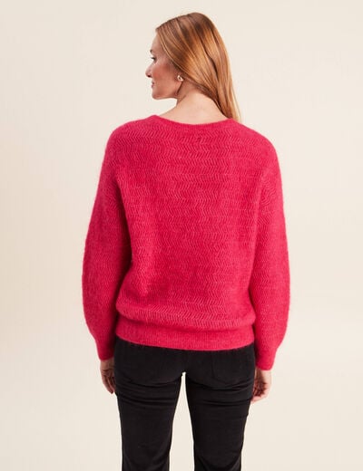 Pull droit col rond manches longues rose femme