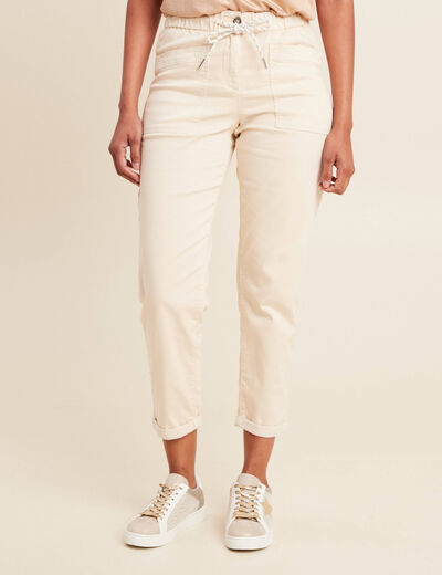 Pantalon coupe mom 7/8&egrave;me ivoire femme