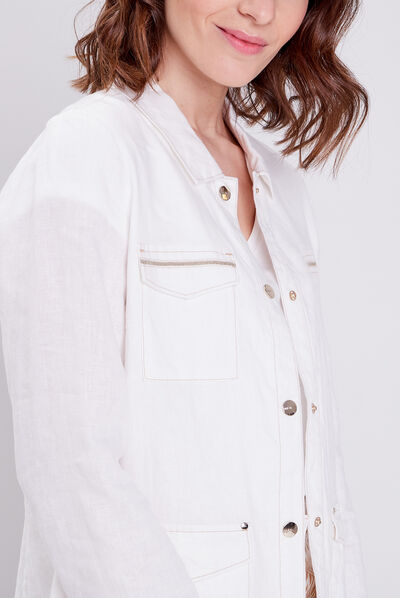 Veste droite boutonnée ecru femme