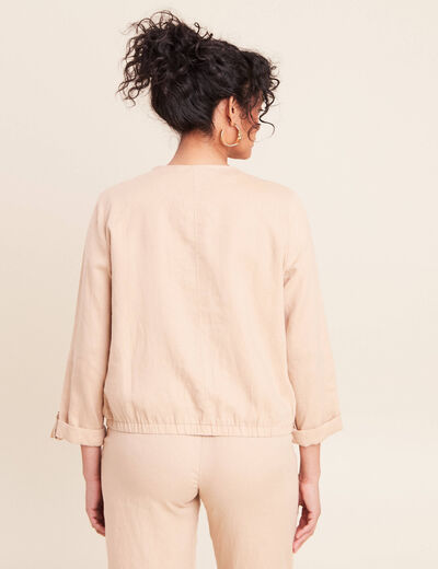 Veste bas resserr&eacute; aspect lin sable femme