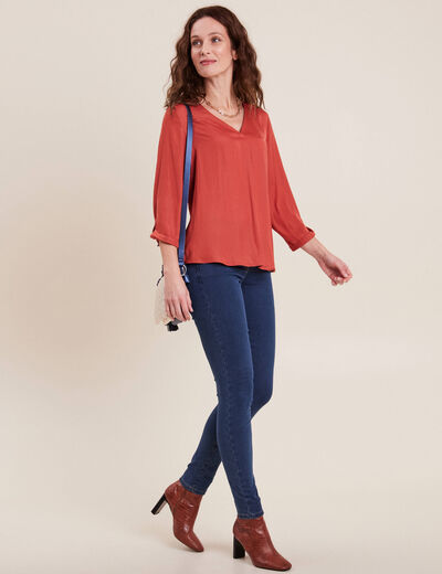 Jean magique Le L&eacute;ger coupe ajust&eacute;e long denim double stone femme