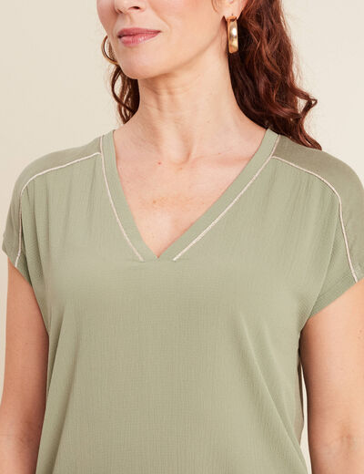 T-shirt manches courtes vert kaki femme