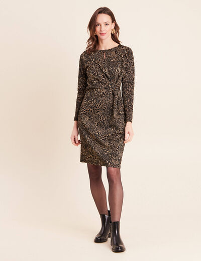 Robe ajust&eacute;e courte en maille col rond vert kaki femme