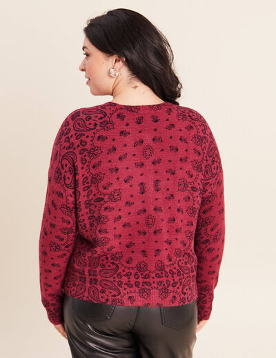 Pull col rond bordeaux femme