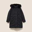 Parka d&eacute;perlante &agrave; capuche noir femme