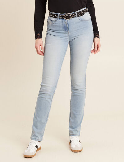Jean coupe ajust&eacute;e long denim baby bleu femme