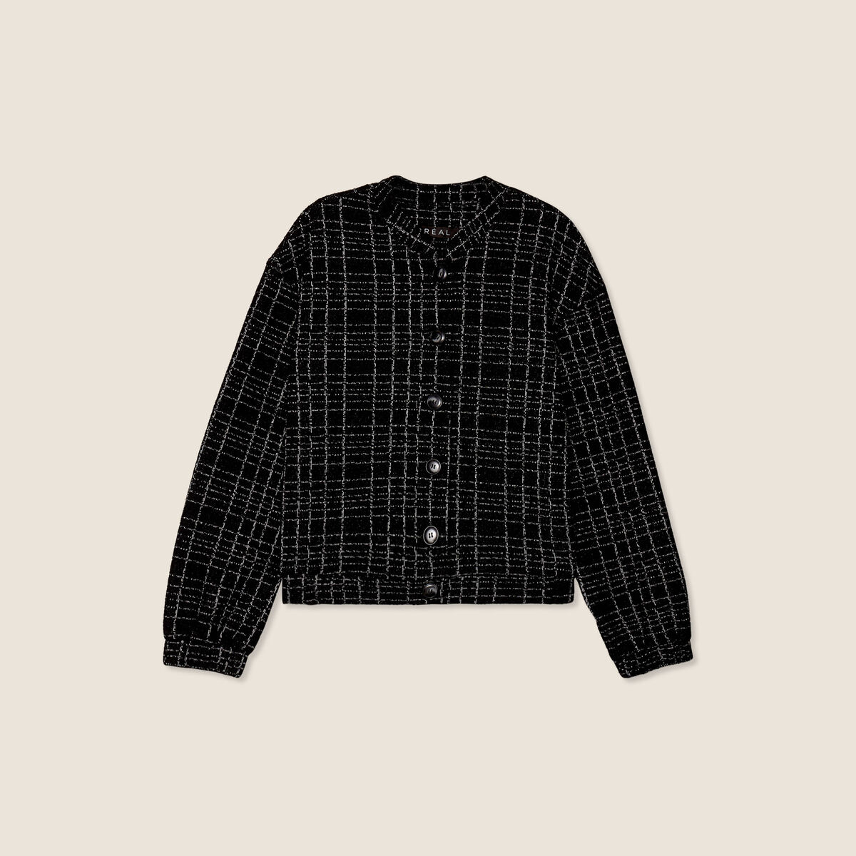 Veste droite boutonn&eacute;e noir femme