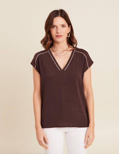 T-shirt manches courtes marron femme