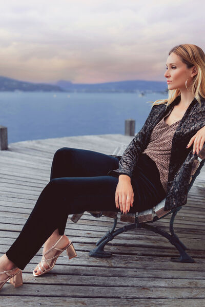 Veste droite velours noir femme
