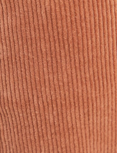 Pantalon large velours c&ocirc;tel&eacute; marron femme