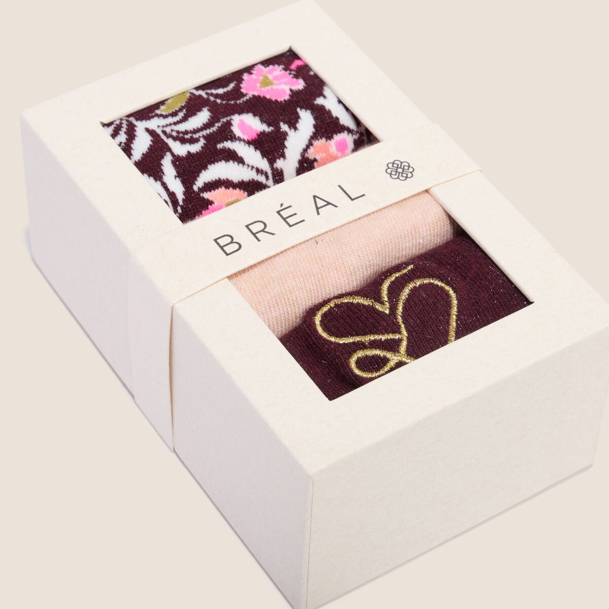 Coffret lot de 3 paires de chaussettes rose femme