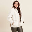 Manteau laine mouton à capuche ecru femme