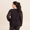T-shirt col v manches longues noir femme