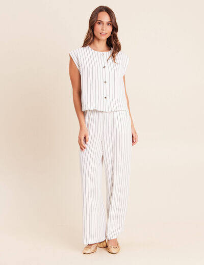 Blouse sans manches col rond doubl&eacute; gris fonc&eacute; femme