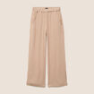 Pantalon large taille haute pliss&eacute; sable femme