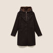 Manteau ajust&eacute; capuche amovible marron fonc&eacute; femme