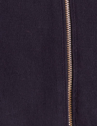 Bomber manches longues en velours doubl&eacute; bleu fonc&eacute; femme