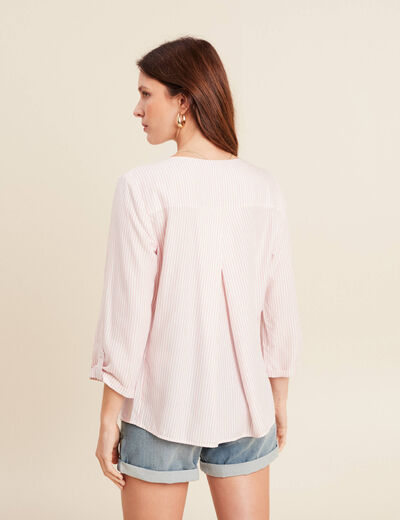 blouse fluide manches 3/4 rose femme